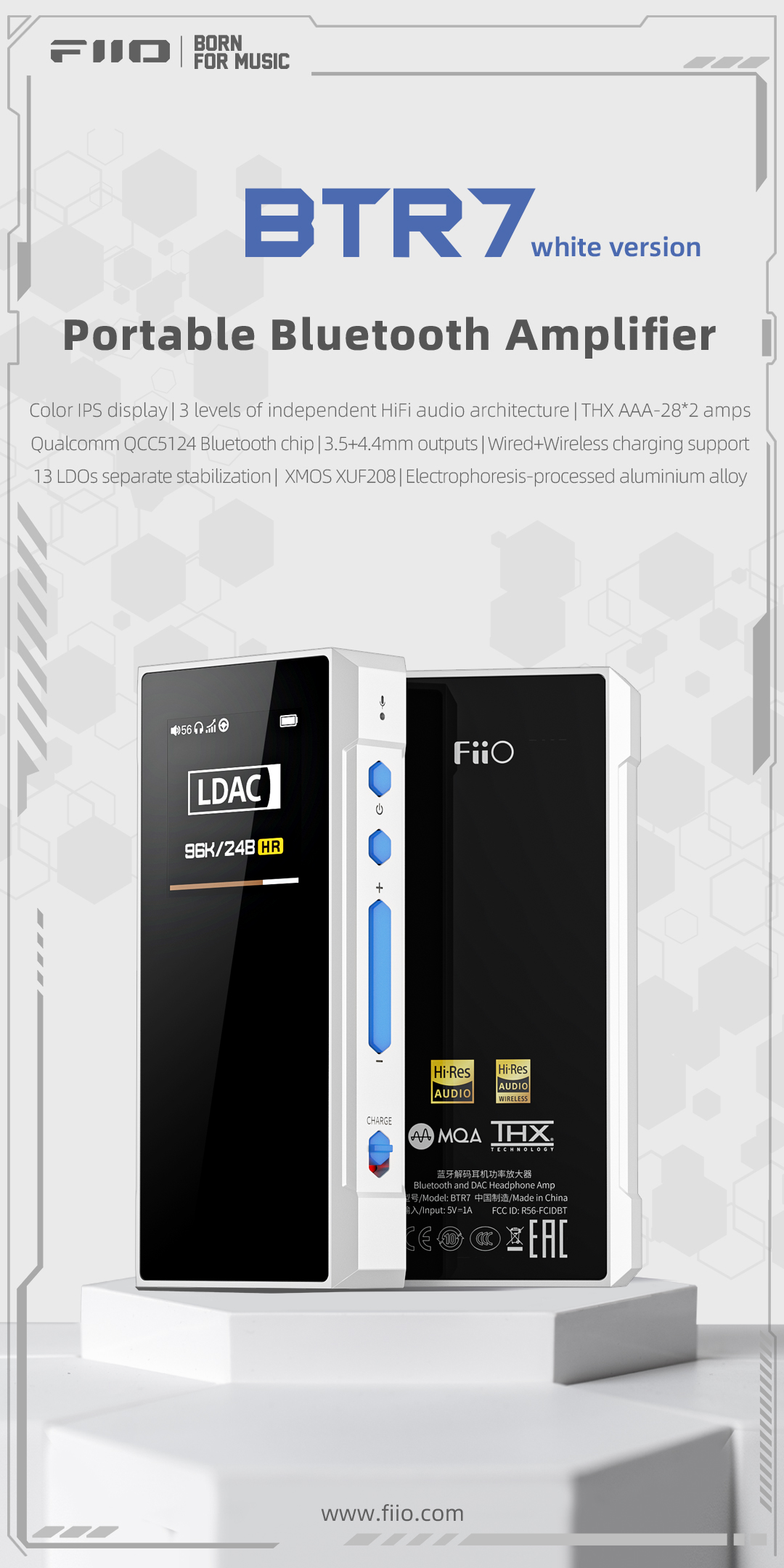 FiiO THX Portable Bluetooth Amplifier BTR7 White Version Is 